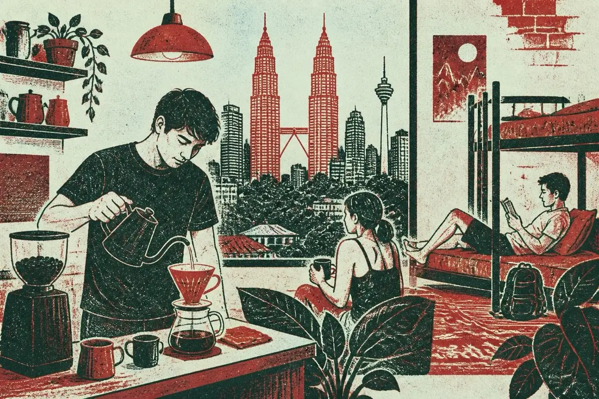Specialty coffee in a hostel in Kuala Lumpur