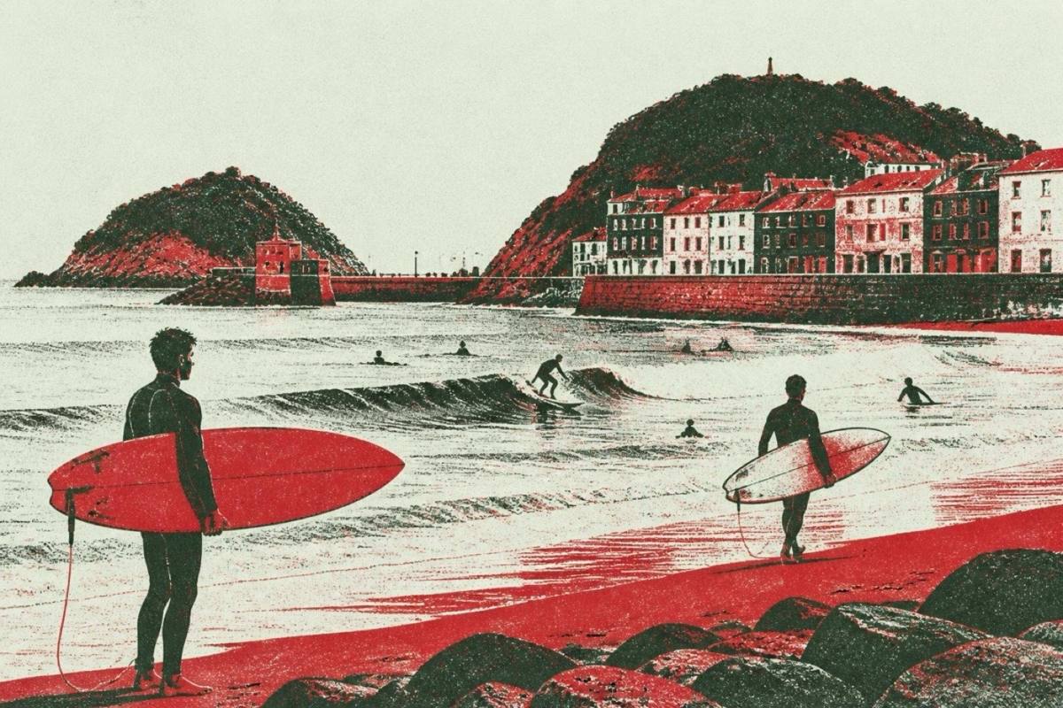 Fishers town San Sebastian harbour beach surfing
